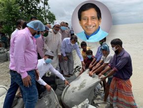 তিস্তা নদী ভাঙ্গনরোধে জিওব্যাগ স্থাপন কাজের উদ্বোধন